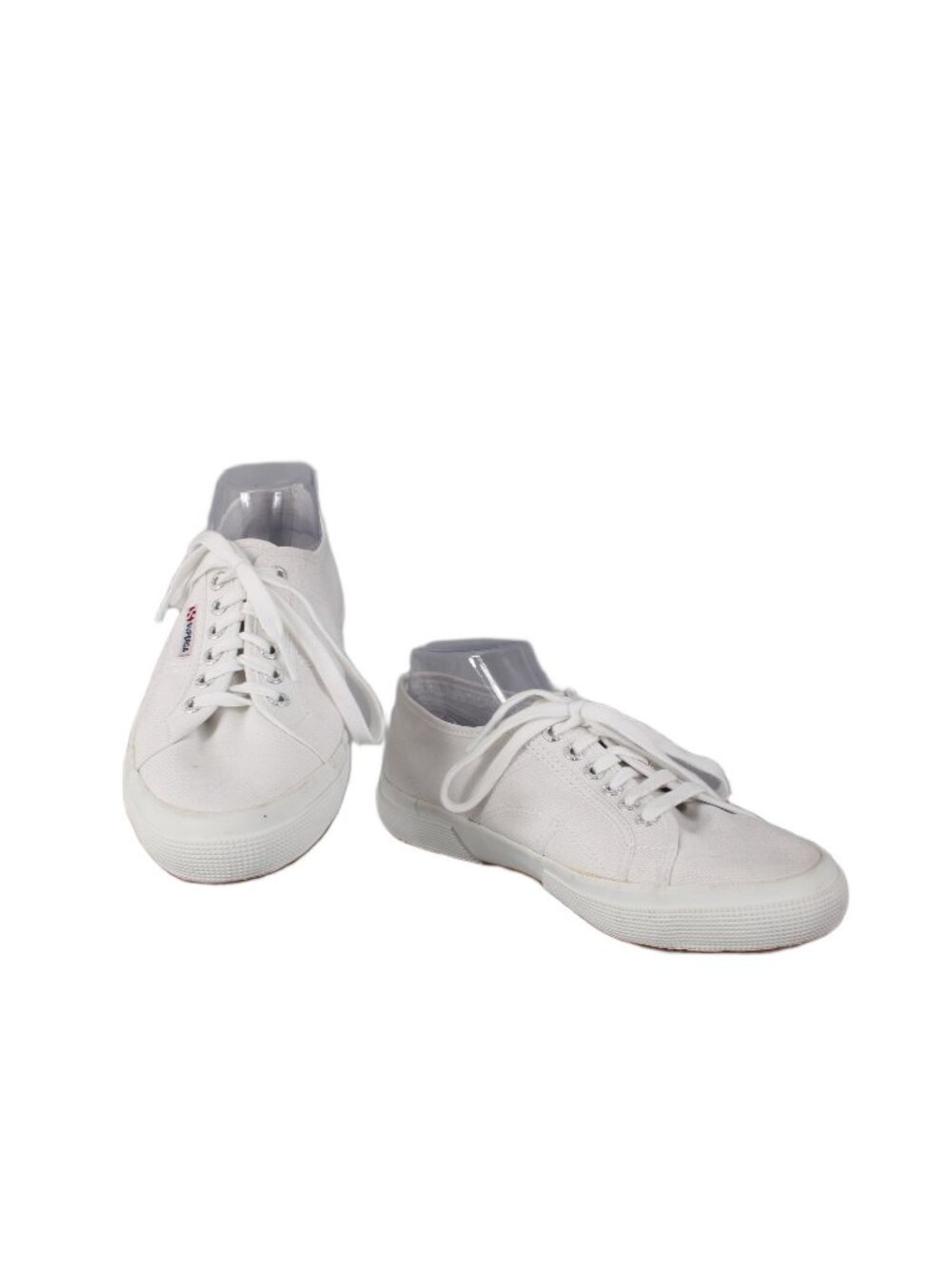 Superga Sneakers Sz 41 White Lace Up Fabric Upper Leather Sneakers